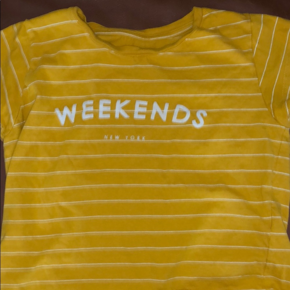 Yellow striped weekends T
